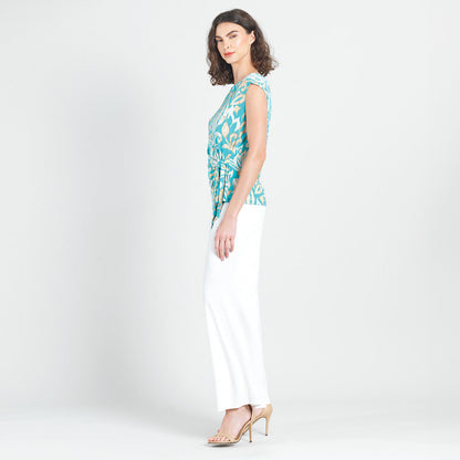 Butter Knit - Cap Sleeve Side Tie Top - Paisley Lotus-Turquoise - Final Sale | Clara Sunwoo Special Offer