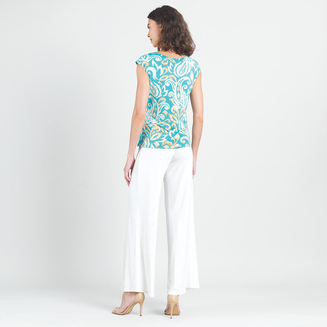 Butter Knit - Cap Sleeve Side Tie Top - Paisley Lotus-Turquoise - Final Sale | Clara Sunwoo Special Offer