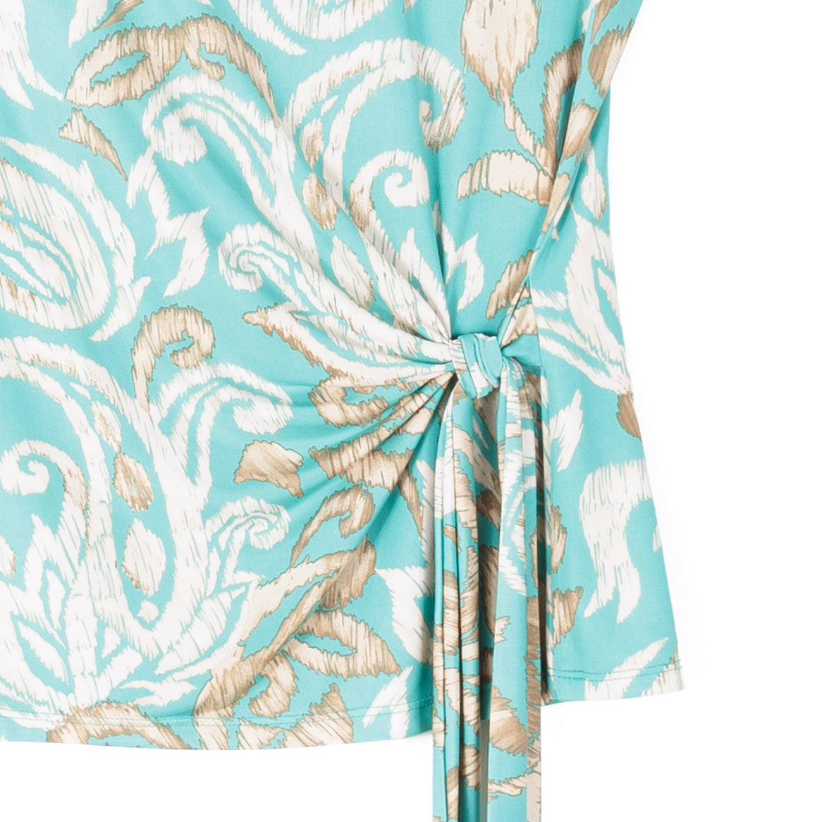 Butter Knit - Cap Sleeve Side Tie Top - Paisley Lotus-Turquoise - Final Sale | Clara Sunwoo Special Offer