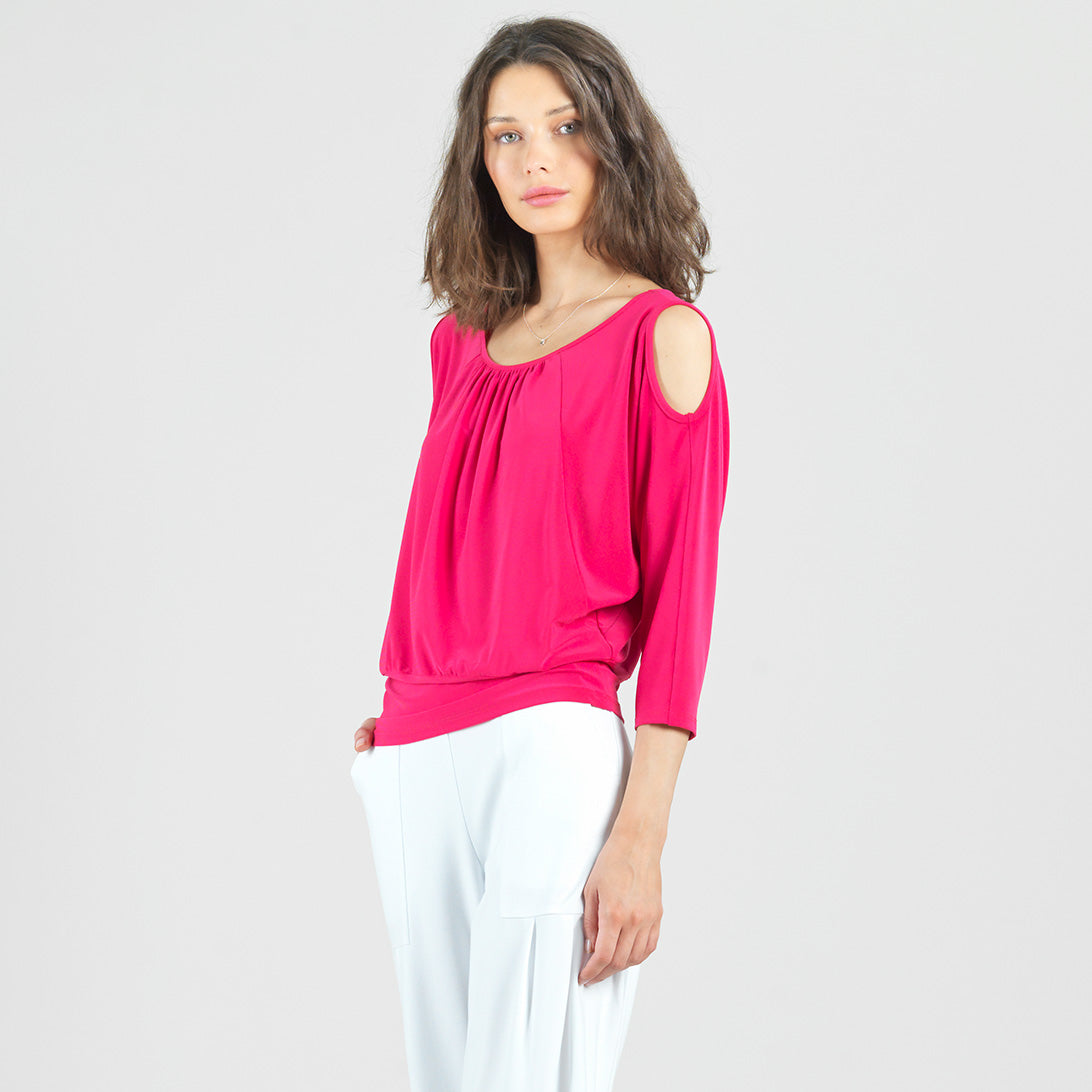 Open Shoulder Blouson Waist Top - Hot Pink - Final Sale! | Clara Sunwoo Popular