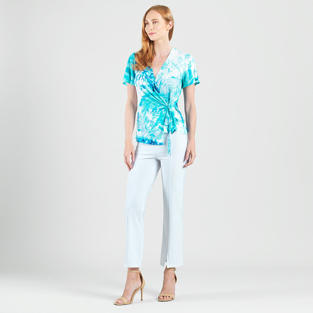 Surplice Faux Wrap Side Tie Top - Ocean Petal - Final Sale | Clara Sunwoo Discount
