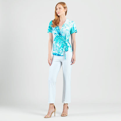 Surplice Faux Wrap Side Tie Top - Ocean Petal - Final Sale | Clara Sunwoo Discount