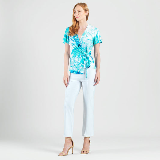 Surplice Faux Wrap Side Tie Top - Ocean Petal - Final Sale | Clara Sunwoo Discount