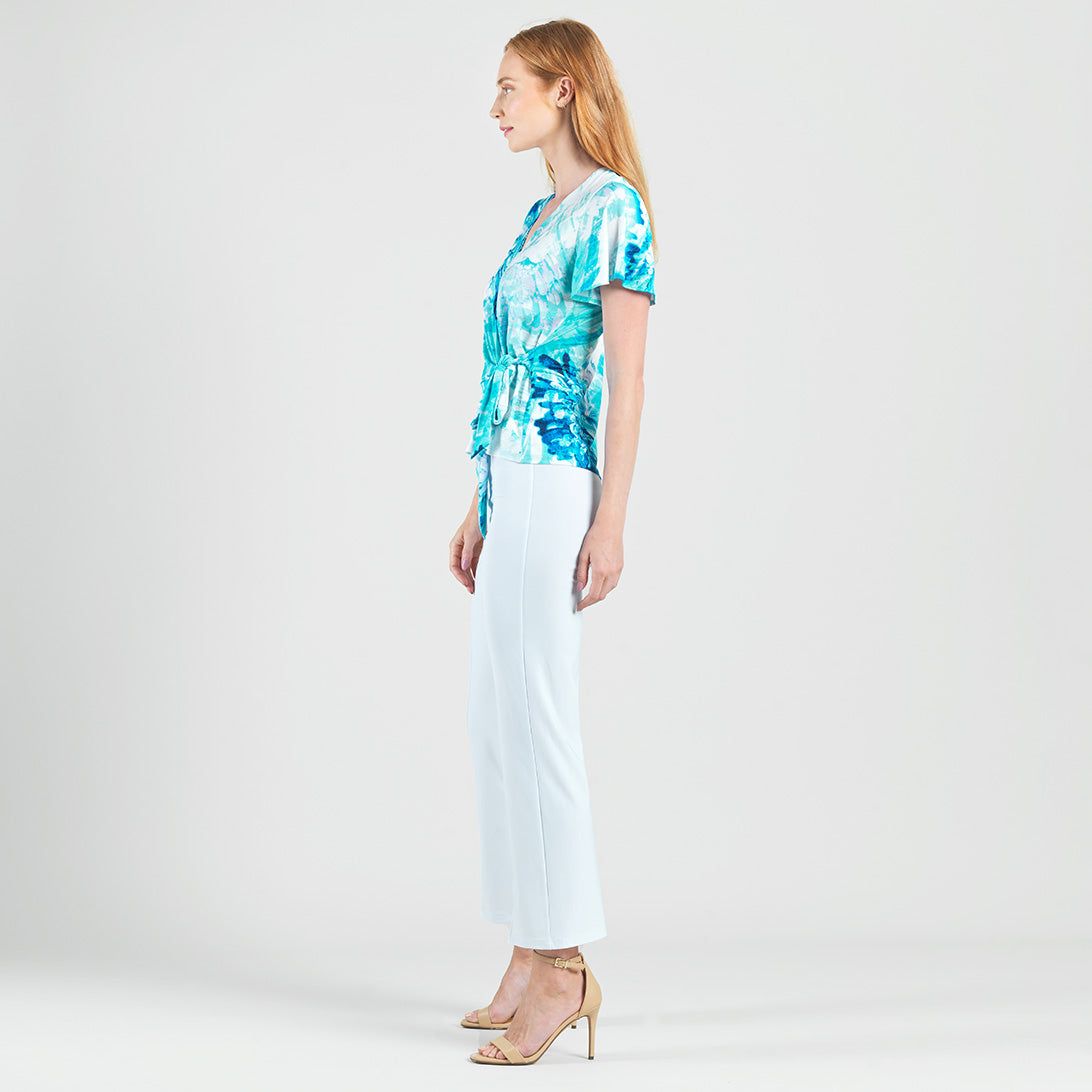 Surplice Faux Wrap Side Tie Top - Ocean Petal - Final Sale | Clara Sunwoo Discount