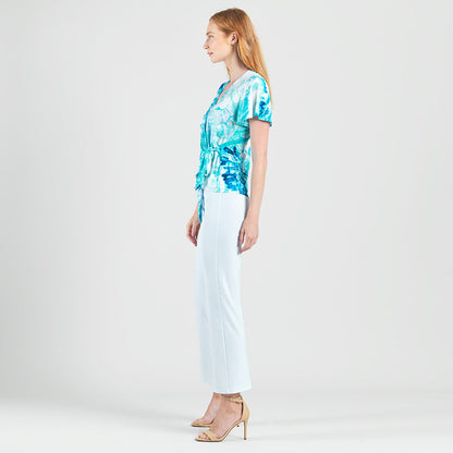 Surplice Faux Wrap Side Tie Top - Ocean Petal - Final Sale | Clara Sunwoo Discount