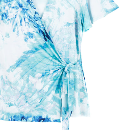 Surplice Faux Wrap Side Tie Top - Ocean Petal - Final Sale | Clara Sunwoo Discount