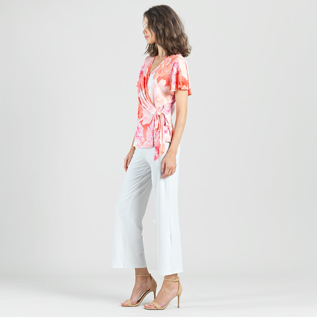 Butter Knit - Surplice Faux Wrap Side Tie Top - Sunset Petals - Final Sale | Clara Sunwoo Best Seller