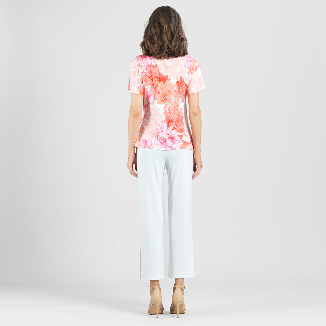 Butter Knit - Surplice Faux Wrap Side Tie Top - Sunset Petals - Final Sale | Clara Sunwoo Best Seller