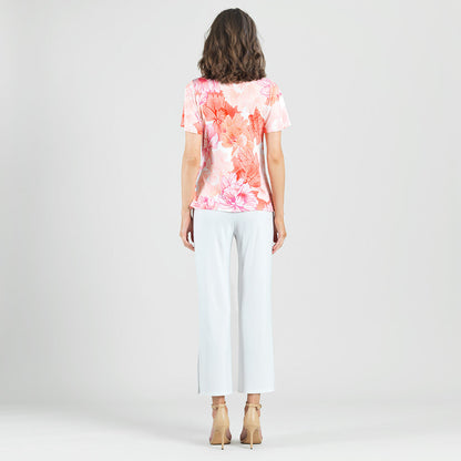 Butter Knit - Surplice Faux Wrap Side Tie Top - Sunset Petals - Final Sale | Clara Sunwoo Best Seller