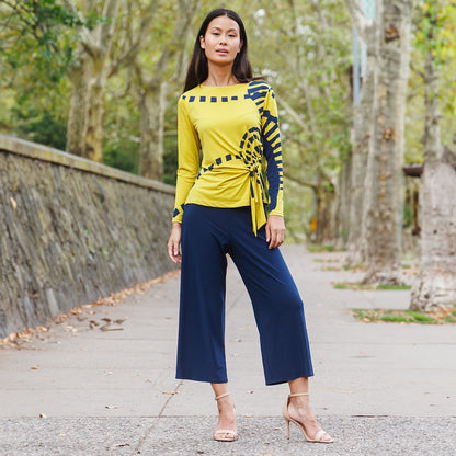 Side Tie Waist Top  - Track Line - Final Sale | Clara Sunwoo Signature