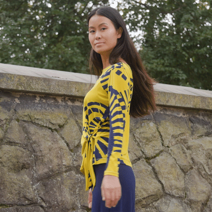 Side Tie Waist Top  - Track Line - Final Sale | Clara Sunwoo Signature