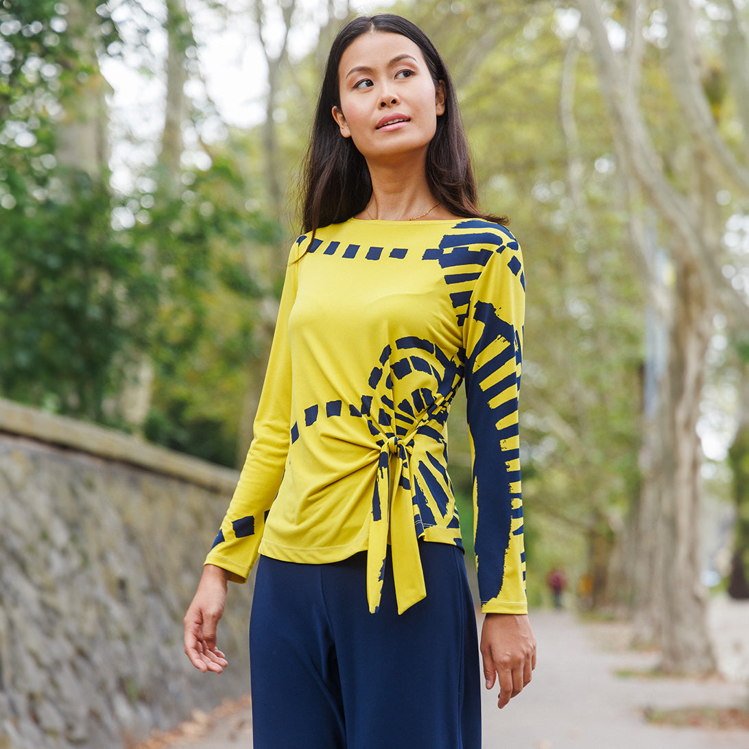 Side Tie Waist Top  - Track Line - Final Sale | Clara Sunwoo Signature