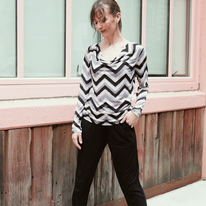 Cowl Neck Side Ruched Top - Chevron - Final Sale! | Clara Sunwoo Essential