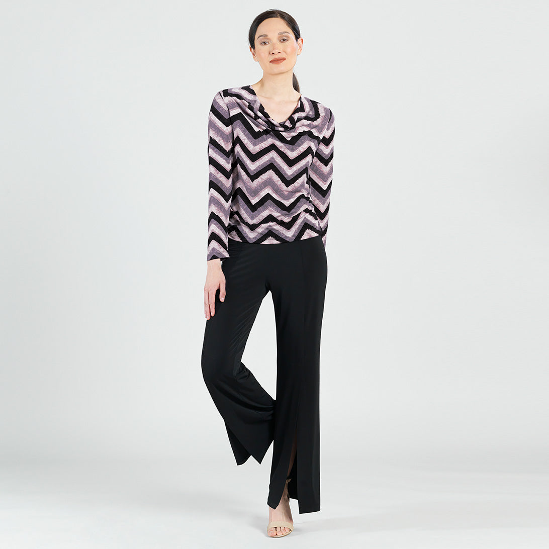 Cowl Neck Side Ruched Top - Chevron - Final Sale! | Clara Sunwoo Essential
