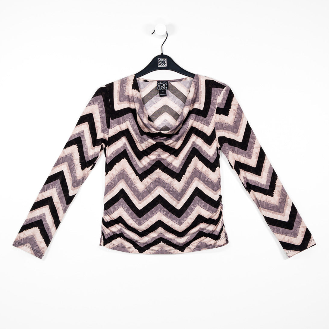 Cowl Neck Side Ruched Top - Chevron - Final Sale! | Clara Sunwoo Essential