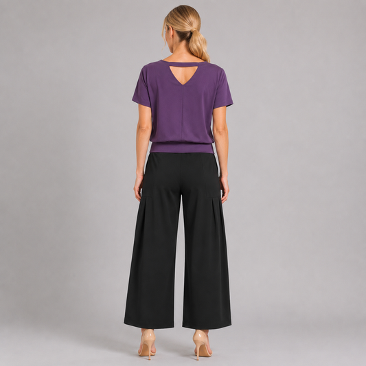 Modal Cotton - V-Back Cut-Out Top - Plum - Final Sale | Clara Sunwoo Everyday