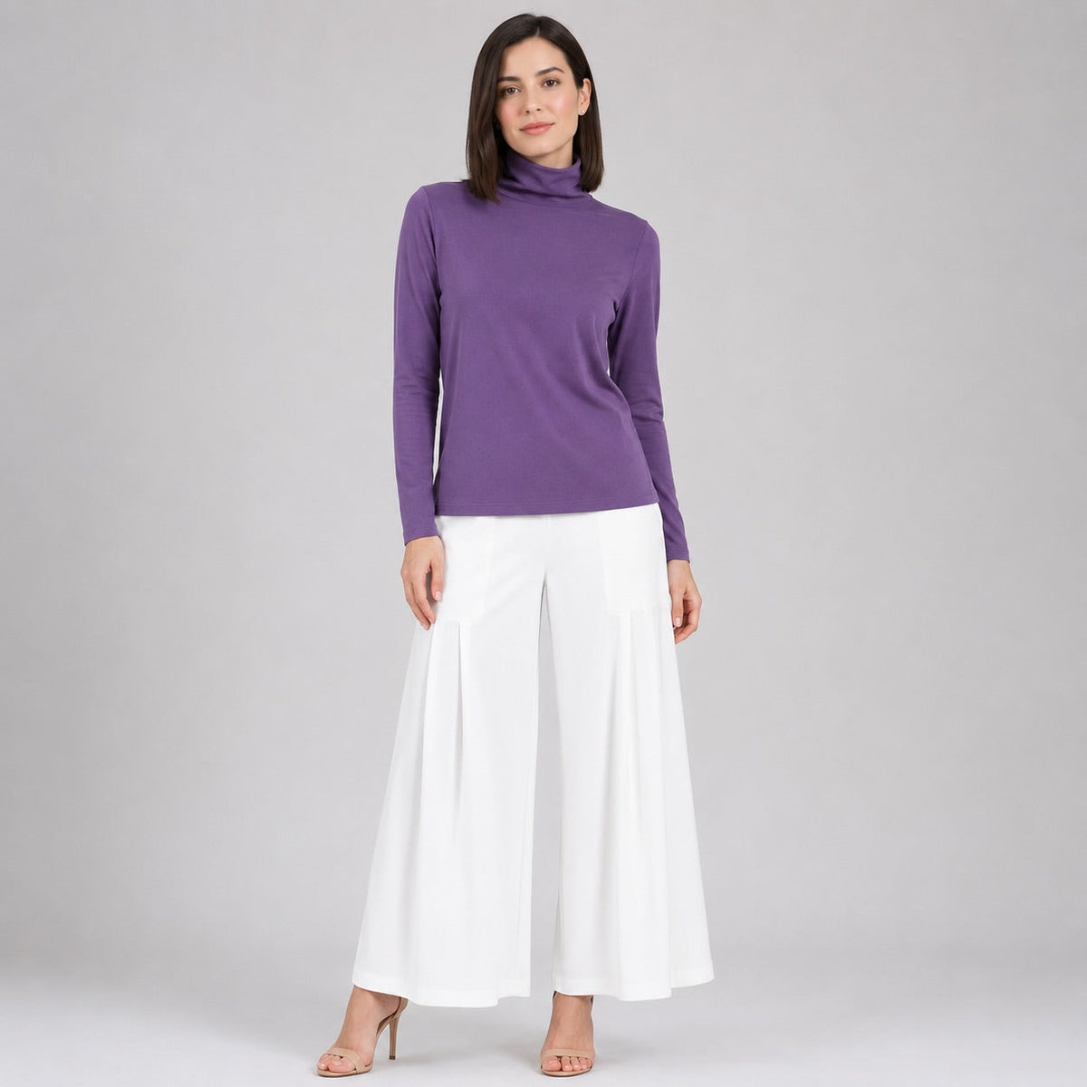 Modal Cotton - Turtleneck Long Sleeve Top - Plum - Final Sale | Clara Sunwoo Best Seller