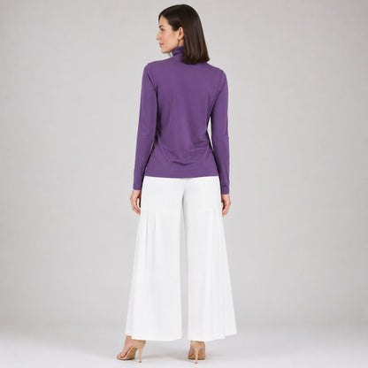Modal Cotton - Turtleneck Long Sleeve Top - Plum - Final Sale | Clara Sunwoo Best Seller