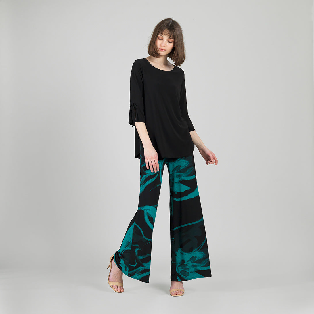 Tie Cuff Curved Hem Tunic - Black - Final Sale | Clara Sunwoo Recommended