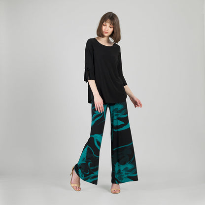 Tie Cuff Curved Hem Tunic - Black - Final Sale | Clara Sunwoo Recommended
