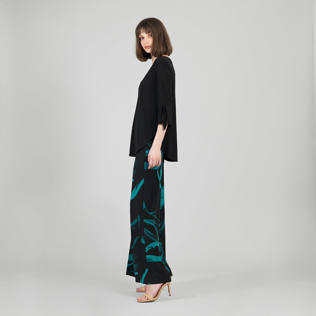 Tie Cuff Curved Hem Tunic - Black - Final Sale | Clara Sunwoo Recommended