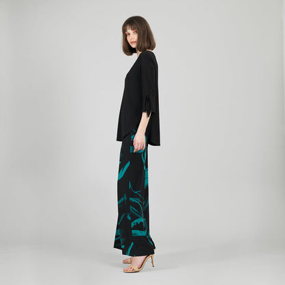 Tie Cuff Curved Hem Tunic - Black - Final Sale | Clara Sunwoo Recommended