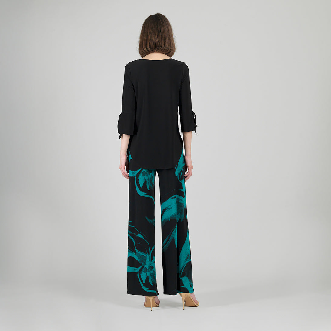 Tie Cuff Curved Hem Tunic - Black - Final Sale | Clara Sunwoo Recommended