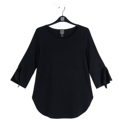 Tie Cuff Curved Hem Tunic - Black - Final Sale | Clara Sunwoo Recommended