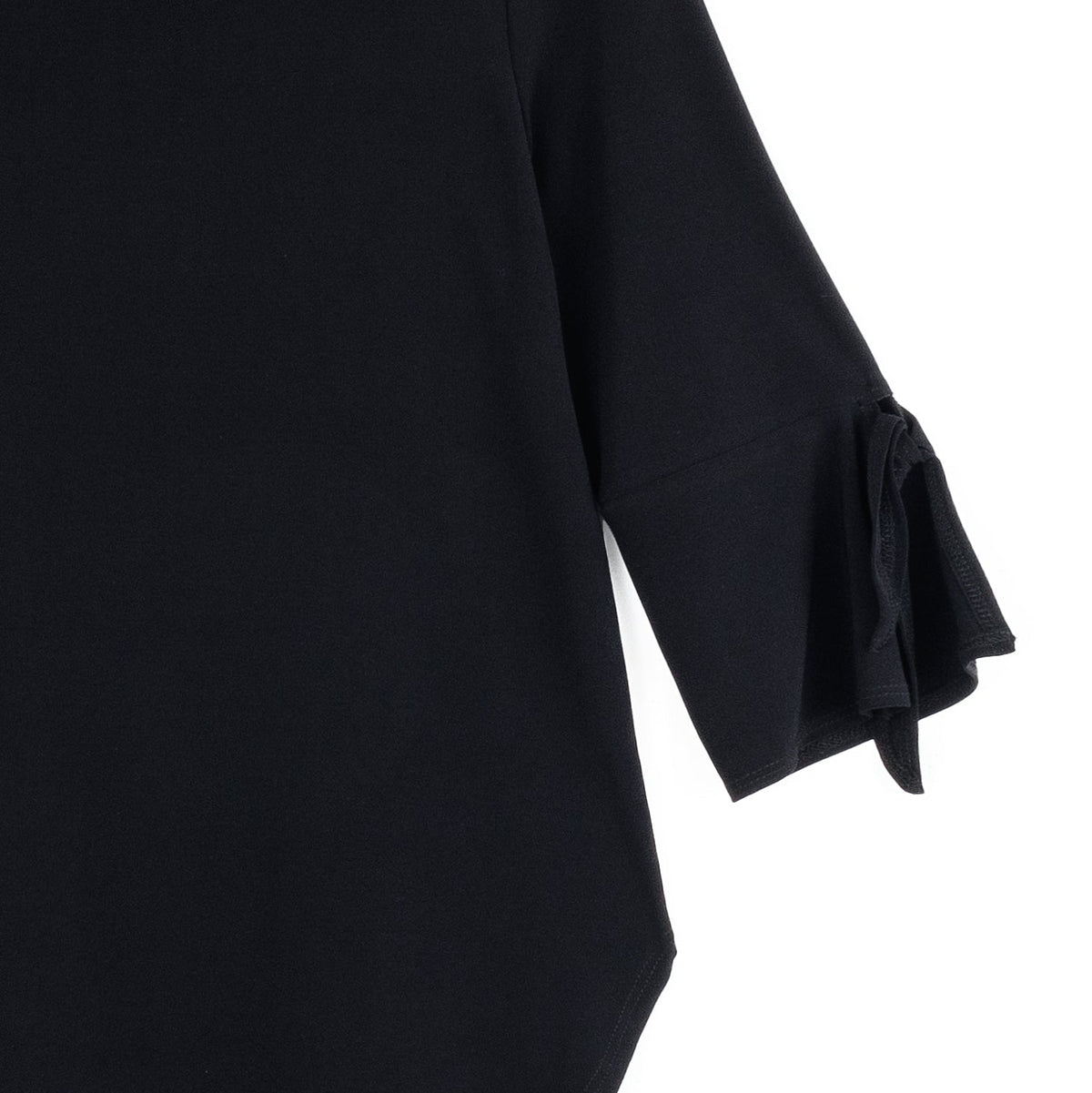 Tie Cuff Curved Hem Tunic - Black - Final Sale | Clara Sunwoo Recommended
