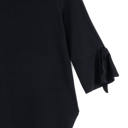 Tie Cuff Curved Hem Tunic - Black - Final Sale | Clara Sunwoo Recommended