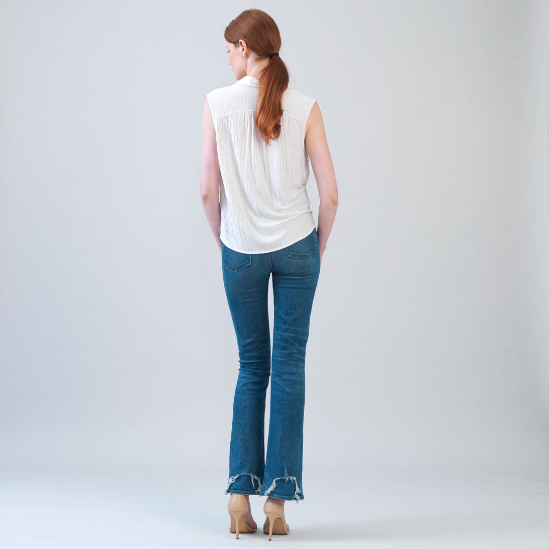 Soft Pleat Knit - Sleeveless Button Down Tie Hem Top - Ivory - Final Sale! | Clara Sunwoo Discount