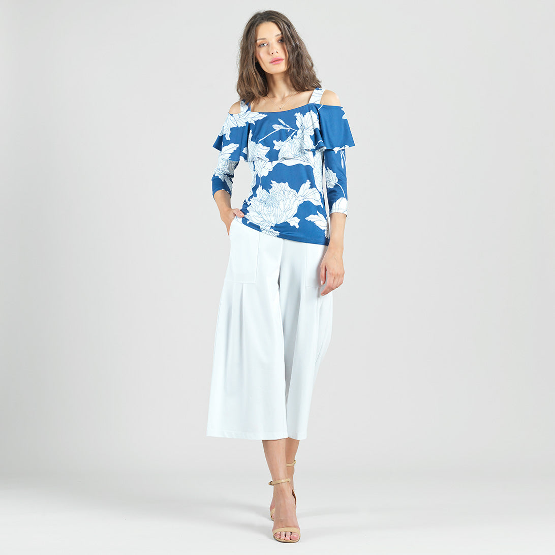 Butter Knit - Open Shoulder Ruffle Top - Mum Sketch - Final Sale | Clara Sunwoo Value