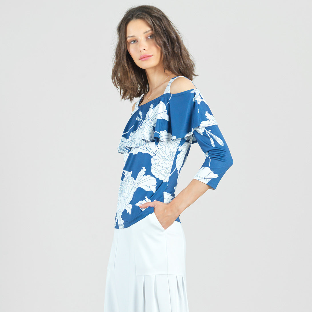Butter Knit - Open Shoulder Ruffle Top - Mum Sketch - Final Sale | Clara Sunwoo Value