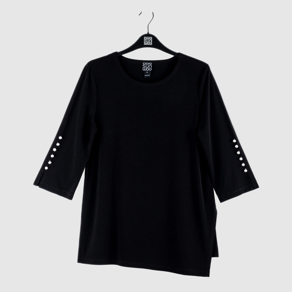 Pearl Cuff Asymmetrical Hi-Low Tunic - Black - Final Sale | Clara Sunwoo Everyday