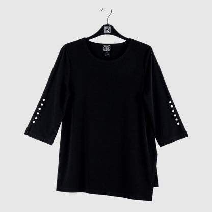 Pearl Cuff Asymmetrical Hi-Low Tunic - Black - Final Sale | Clara Sunwoo Everyday