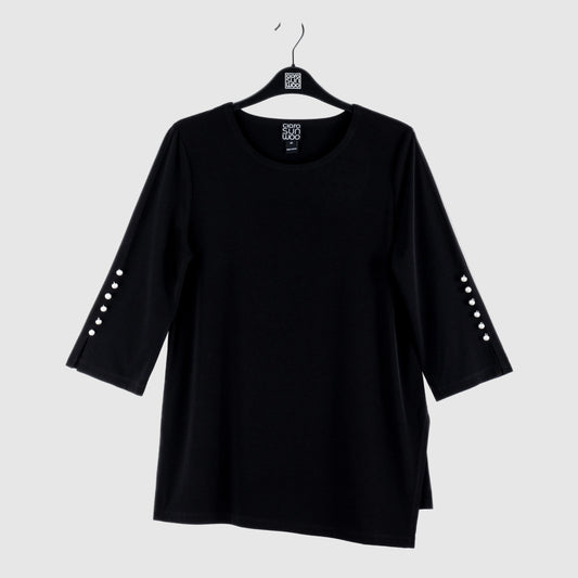 Pearl Cuff Asymmetrical Hi-Low Tunic - Black - Final Sale | Clara Sunwoo Everyday