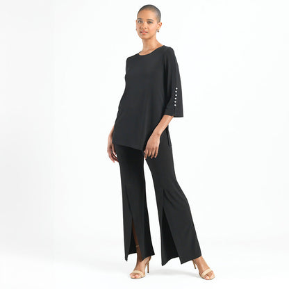 Pearl Cuff Asymmetrical Hi-Low Tunic - Black - Final Sale | Clara Sunwoo Everyday