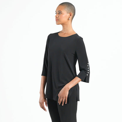 Pearl Cuff Asymmetrical Hi-Low Tunic - Black - Final Sale | Clara Sunwoo Everyday