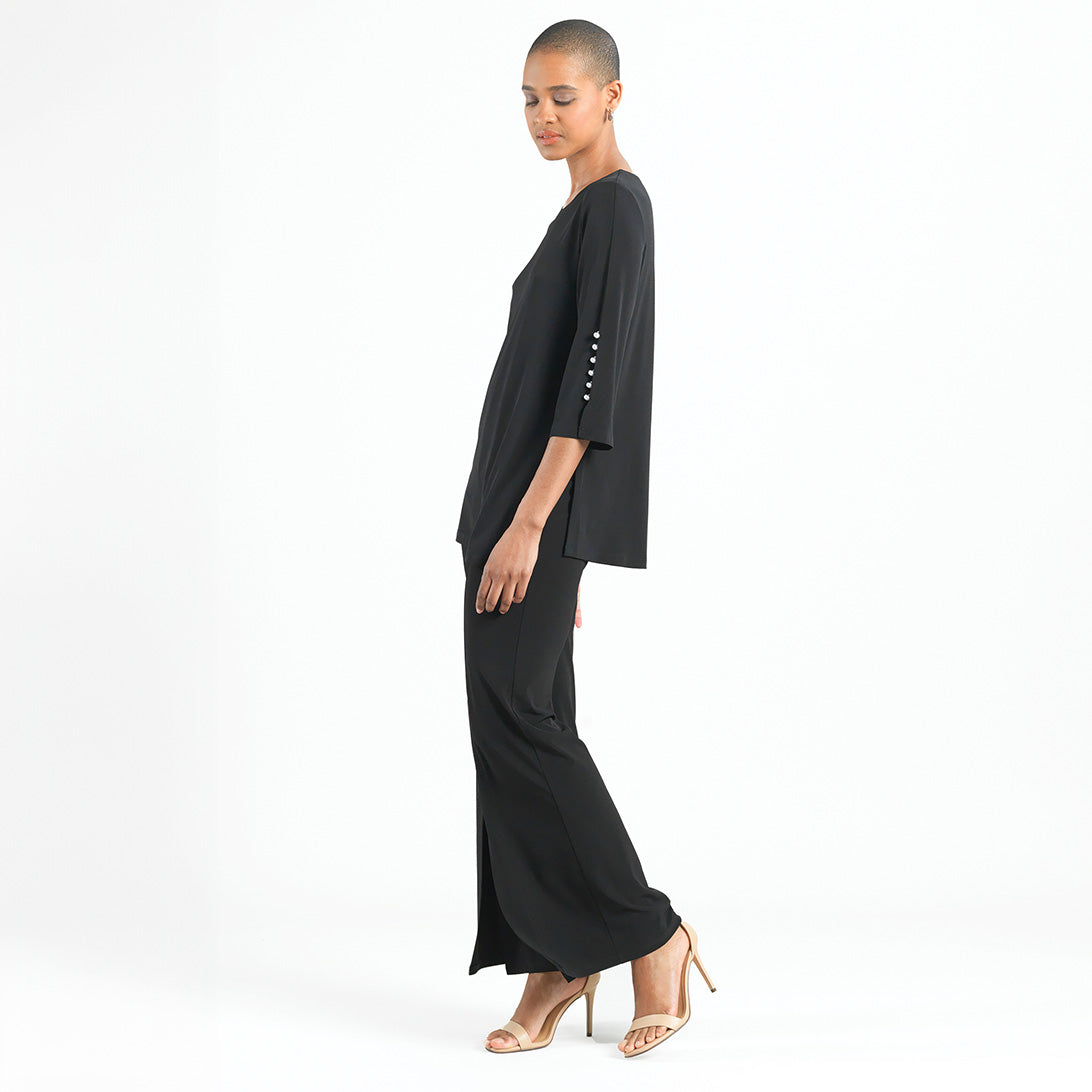 Pearl Cuff Asymmetrical Hi-Low Tunic - Black - Final Sale | Clara Sunwoo Everyday