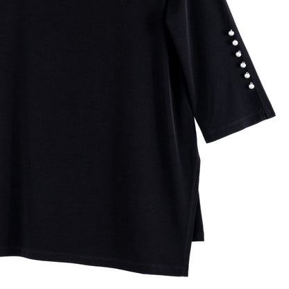 Pearl Cuff Asymmetrical Hi-Low Tunic - Black - Final Sale | Clara Sunwoo Everyday