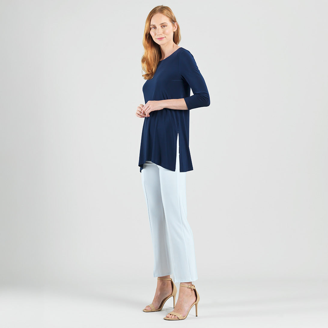 Side Vent Kerchief Hem Tunic - Navy - Final Sale | Clara Sunwoo Quality