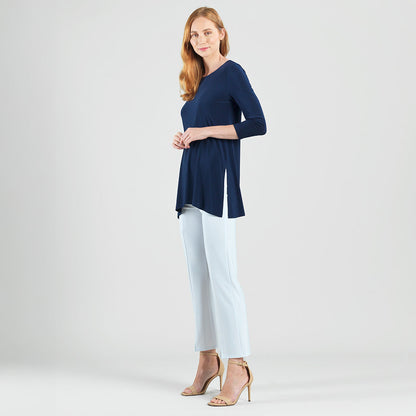 Side Vent Kerchief Hem Tunic - Navy - Final Sale | Clara Sunwoo Quality