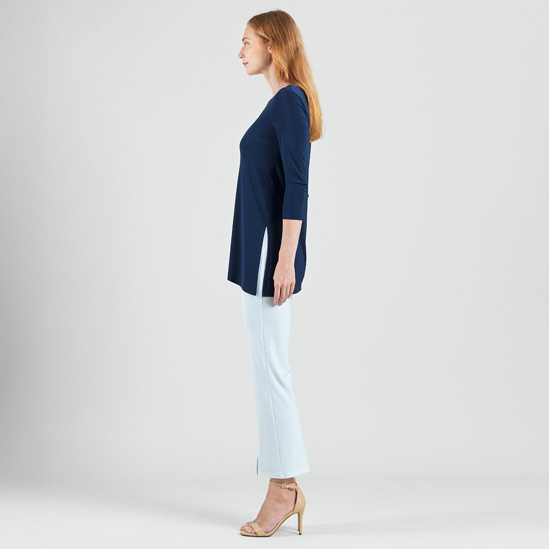 Side Vent Kerchief Hem Tunic - Navy - Final Sale | Clara Sunwoo Quality