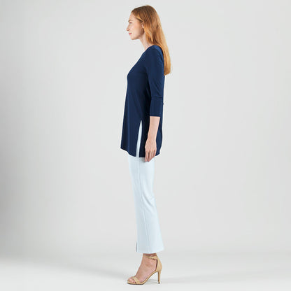 Side Vent Kerchief Hem Tunic - Navy - Final Sale | Clara Sunwoo Quality