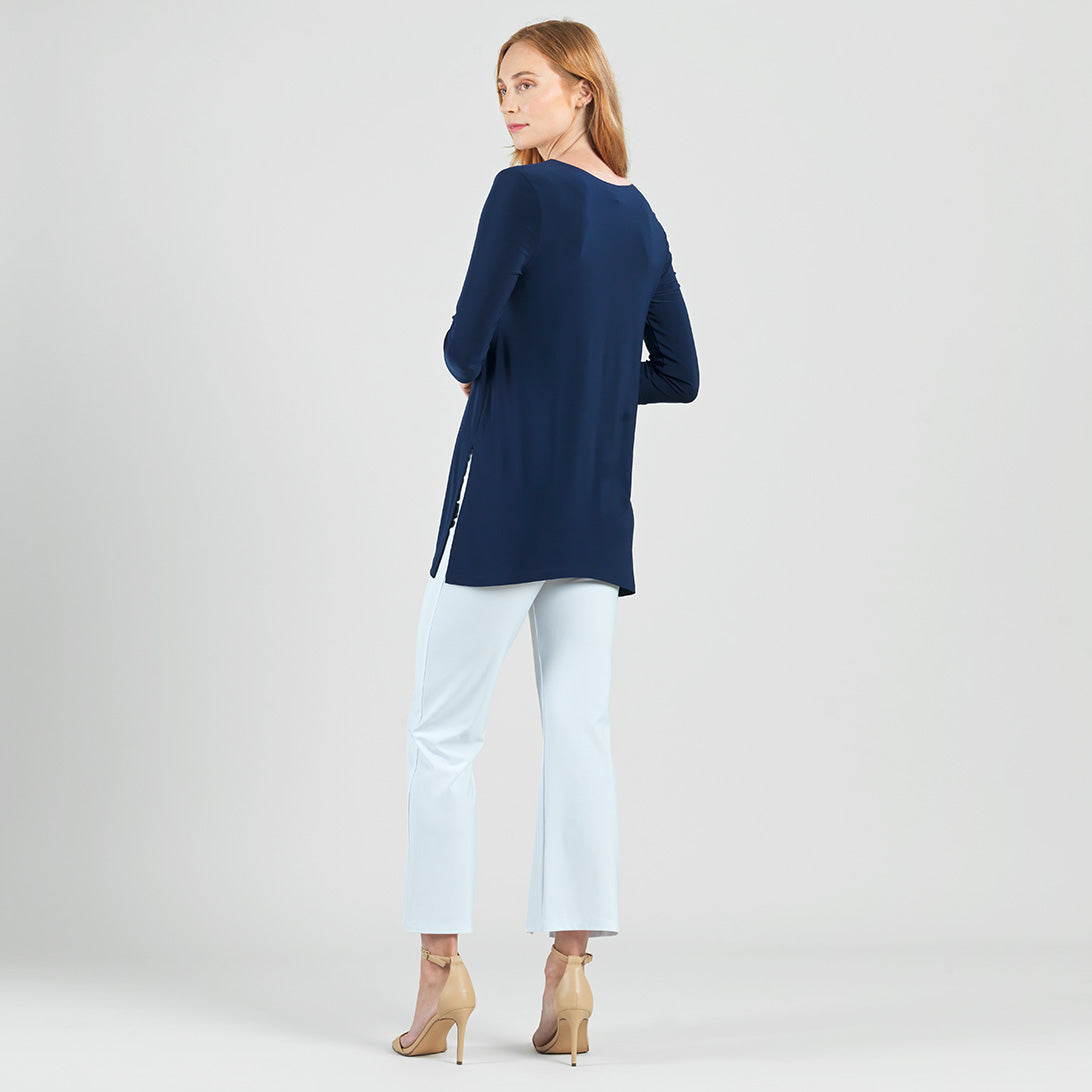 Side Vent Kerchief Hem Tunic - Navy - Final Sale | Clara Sunwoo Quality