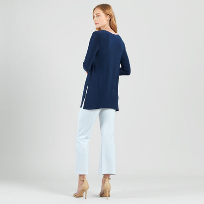 Side Vent Kerchief Hem Tunic - Navy - Final Sale | Clara Sunwoo Quality