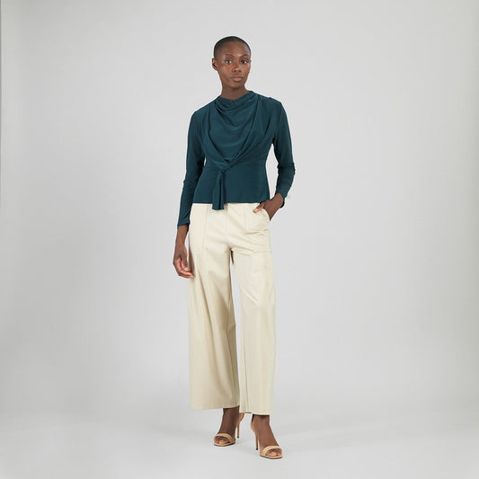 Long Sleeve Loop Front Top - Hunter Green - Final Sale | Clara Sunwoo Featured