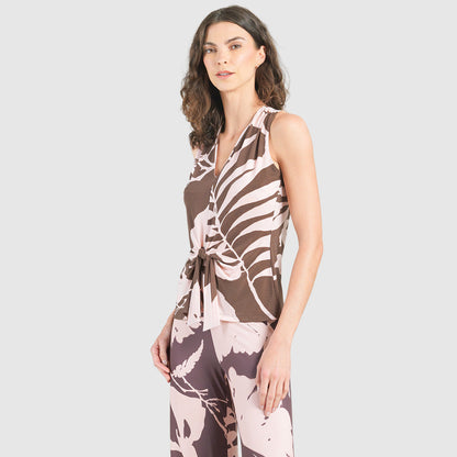 Sleeveless V-Neck Center Front Tie Top - Floral Stem - Final Sale | Clara Sunwoo Discount