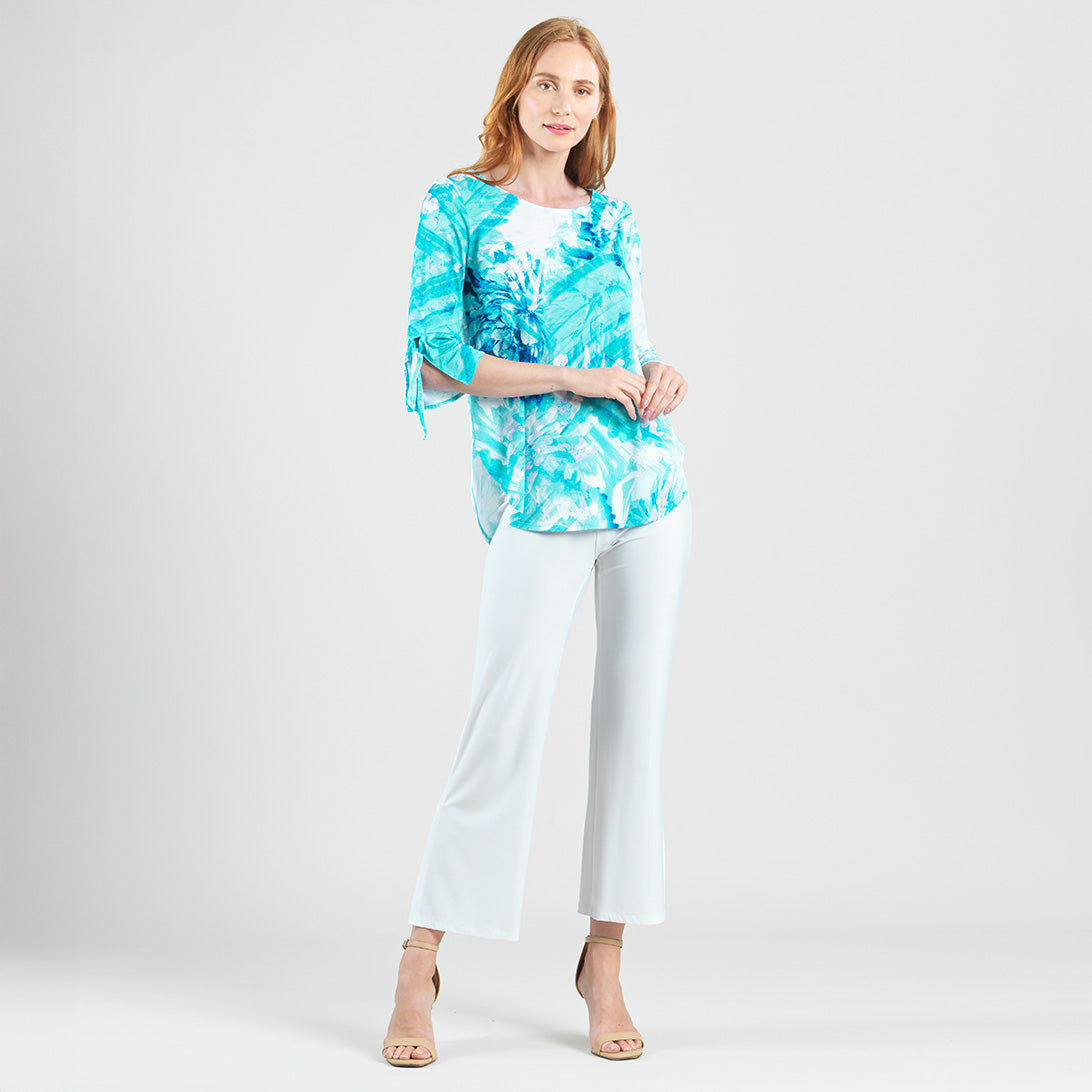 Tie Cuff Curved Hem Tunic - Ocean Petal - Final Sale | Clara Sunwoo Everyday