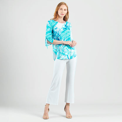 Tie Cuff Curved Hem Tunic - Ocean Petal - Final Sale | Clara Sunwoo Everyday